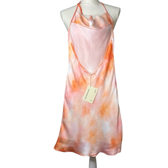 NWT Pepermayo Winona Halter Slip Dress in Peach Tie Dye Mini Dress US 2 - Picture 3 of 5